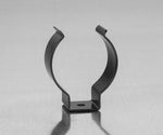 close up of a spring steel gripper clip, tool clip, durable, secure holding, Excellent corrosion and wear resistance, good outdoor weather resistance, mounting hole, made in the usa, black nylon, 00050198000115